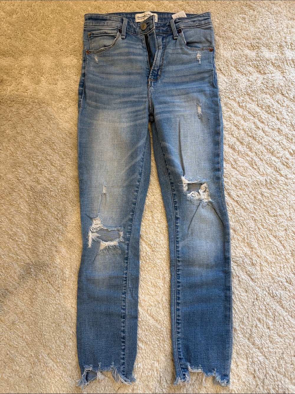Abercrombie & Fitch Light Blue Distressed Skinny Jeans